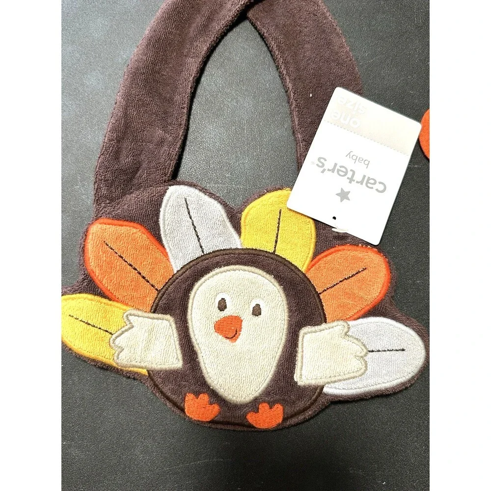 My 1st Thanksgiving Bib & Turkey Hat / Beanie Carter's Baby Unisex NEW